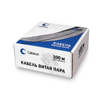 Cabeus UTP-4P-Cat.5e-SOLID-WH-100 Кабель витая пара UTP (U/UTP), категория 5e, 4 пары (24 AWG), одножильный, PVC нг(А)-LS, белый (100 м)