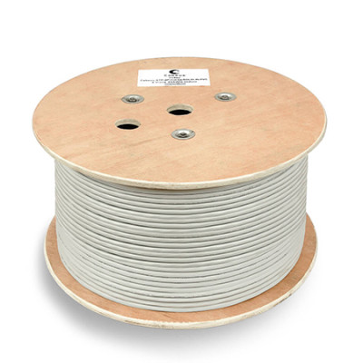 Cabeus UTP-4P-Cat.6a-SOLID-PVC-GY Кабель витая пара UTP (U/UTP), категория 6A, 4 пары (23 AWG), одножильный, PVC нг(А)-LS, серый (305 м)